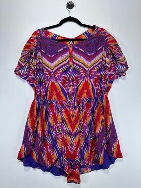 Free People Festival Romper Aztec Print Boho Multicolor Outfit Size L